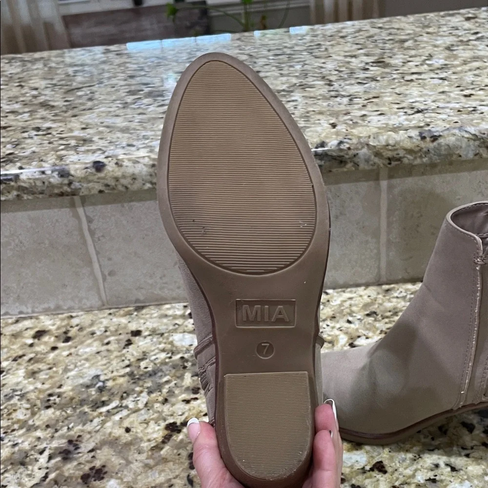 MIA Taupe Heeled Ankle Boots